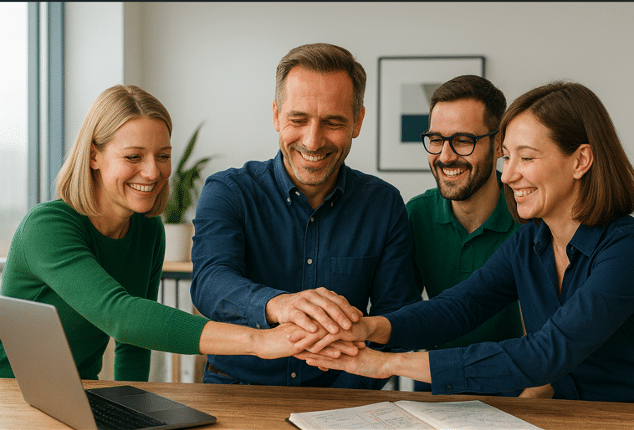 Team feiert gemeinsame Erfolge durch klare Zielgruppenstrategie und wirkungsvolle Kommunikation.